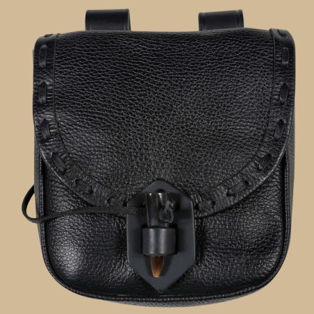 Pochette médiévale cuir noir