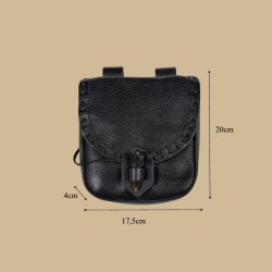 Pochette médiévale cuir noir