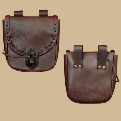 Pochette médiévale cuir marron