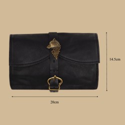 Pochette médiévale cuir noir