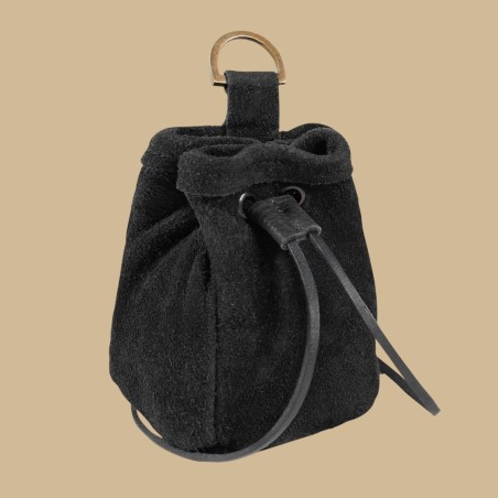 Black suede leather purse