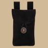 Black suede leather pouch