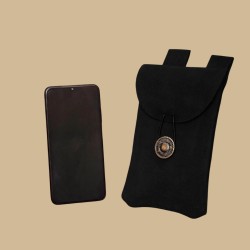 Black suede leather pouch