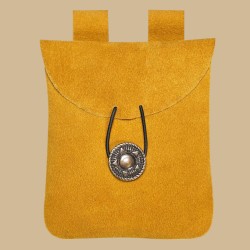 Yellow suede leather pouch