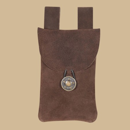 Brown suede leather pouch