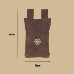 Brown suede leather pouch